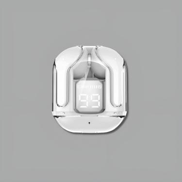 Imagem de Fone Bluetooth Case Transparente Visor Digital LCD TWS Cor:Branco
