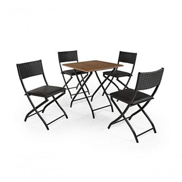 Imagem de Jogo Mesa Imbuia Dobravel Com 4 Cadeiras Dobravel Preto