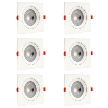 Imagem de Kit 6 Spot Led Quadrado Branco Frio 6500K 12W Bivolt - Design Moderno 