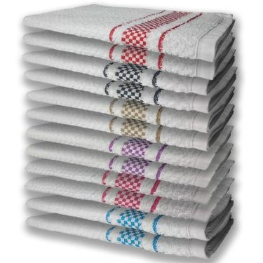 Imagem de 12 Panos De Prato Atoalhado Felpudo Premium Az+rs+rx+mr+pr+vm