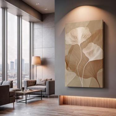 Imagem de Quadros Decorativos Flores Neutras 90x60 Moderno Luxo Sala Quarto Escr