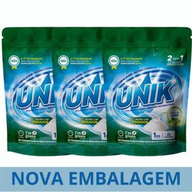 Imagem de Kit Detergente Para Máquina De Lavar Louças Unik Pó 3x1kg
