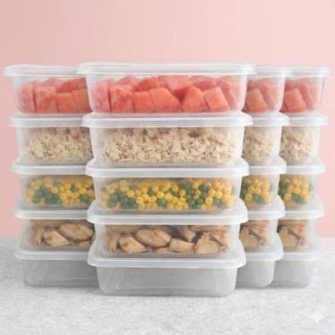 Imagem de Pote Plástico Retangular Tampa Hermética Alimentos Freezer Micro-ondas