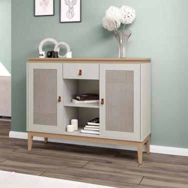 Imagem de Aparador Trama 119,4x94x38, 1 Gaveta 2 Portas com Vidro 119,4cm Pés em