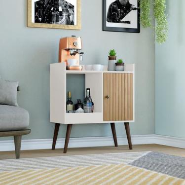 Imagem de Aparador 700x800x360 Mm 1 Porta com Vidro 70cm Mel / Off White - Movel