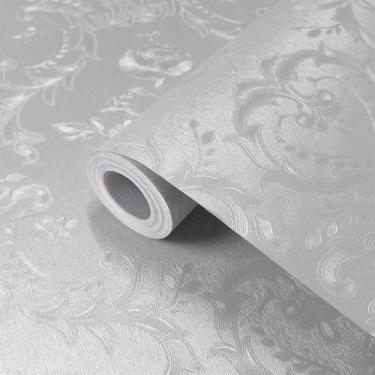 Imagem de Kit 3 Papel de Parede Adesivo Lavável Textura Arabesco Cinza 15M - Ope