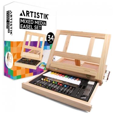 Imagem de Mixed Media Art Set Kit de Pintura Profissional com Maleta de Madeira, 34 Peças, ARTIST...