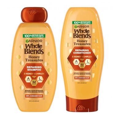 Imagem de Whole Blends Shampoo e Condicionador 660 ml para Reparação Total sem Parabenos, GARNIER 603084562091, Amarelo