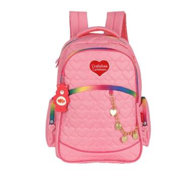 Imagem de Mochila de Costas Média Juvenil Matelassê Coração Notebook Corrente Ursinhos Carinhosos-Feminino