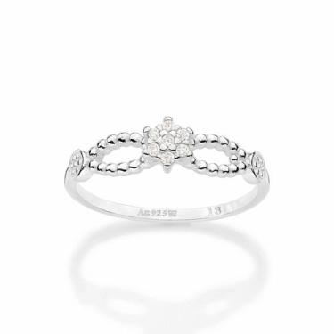 Imagem de Anel Skinny Torcido Com Zircônias Rommanel 810387 Tamanho:24Cor:BRANCO