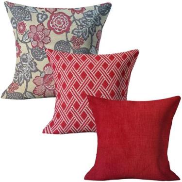 Imagem de Kit 3 Capas de Almofada Decorativas 45x45cm Zíper Invisivel - Love4hom