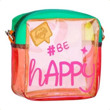 Imagem de Bolsa Shoulder Bag Infantil Neon Transparente Em PVC Com Estampa Front