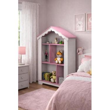 Imagem de Estante Infantil Casinha Magia em MDF com 4 Nichos Quarto Menina - Vit