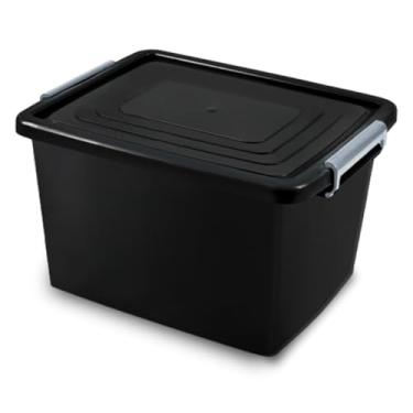 Imagem de CAIXA ORGANIZADORA C/TAMPA PRETA 30LTS - TRAVA PRATA