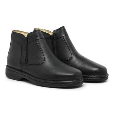 Imagem de Botina Social Masculina Ortopédica Couro Palmilha Em Gel Com Zíper Solado Costurado-Masculino