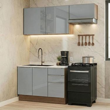 Imagem de Armário de Cozinha Compacta 180 cm Rustic/Cinza Lux Madesa 03