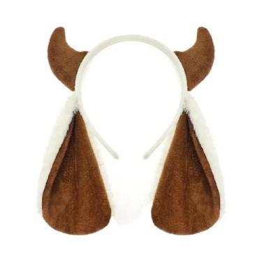 Imagem de Tiara De Orelhas De Cordeiro Com Chifres De Ovelha De Pelúcia Kawaii L