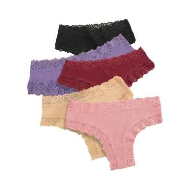 Imagem de Conjunto De Calcinhas Sem Costura Em Renda De Algodão Para Mulheres pl