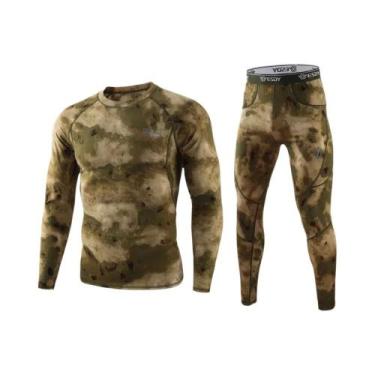 Imagem de Roupa Térmica Masculina De Inverno Em Fleece, Compressão Quente, Secag