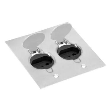 Imagem de Placa Piso 4x4 Alumínio 2x Tomada Unha + 2 Tomada 20a - Stamplac