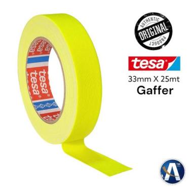 Imagem de Fita Tecido Gaffer Tape Tesa 33mm x 25m Amarela Fluorescente - Ideal p
