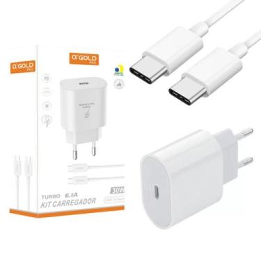 Imagem de Carregador Turbo 30w USB Tipo C Com Cabo Tipo C para Tipo C Carregamen