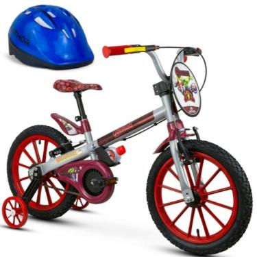 Imagem de Bicicleta Infantil Menino Aro 16 Vingadores com Capacete Azul Marvel
