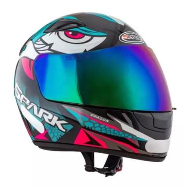 Imagem de Capacete Moto Spark Dragon Tiffany Ebf  Mais Viseira Camaleão, 56