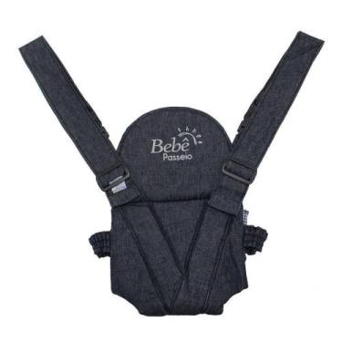 Imagem de Canguru para Bebê Panda com Sistema Click Até 15 kg Azul Jeans Tamanho