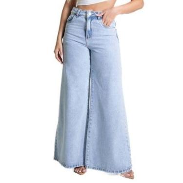 Imagem de Calça Jeans Sawary Super Wide Leg - 281810 - Azul medio 44-Feminino