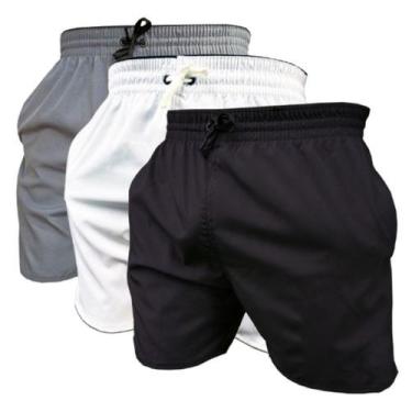 Imagem de Kit 3 Short de Elastano Dry fit Bermuda de Praia Piscina e Academia - 