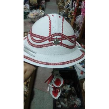 Imagem de Chapéu de Couro DOMINGUINHOS CORES VARIADAS - GBA, Branco com vermelho