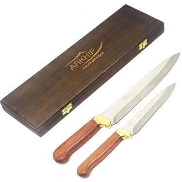 Imagem de Kit Churrasco e Cozinha Arkhip Duchef 8'' e 6'' Cabo Madeira Caixa