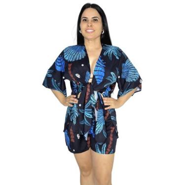 Imagem de Saída de praia conjunto Kimono camisão + Shorts - Tropicana Modas, Úni
