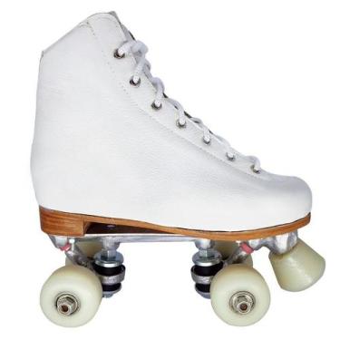 Imagem de Patins Iniciante Quad 4 Rodas Trad. Branco e Roda Branca - Patins.com.
