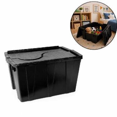 Imagem de Caixa organizadora grande 56 litros empilhavel container mudança multi