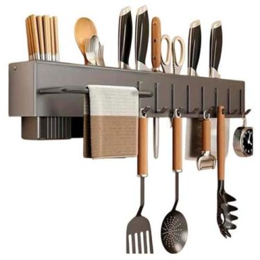 Imagem de Suporte De Cozinha Suspenso Parede Cozinha Preto - 3KAM