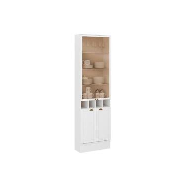 Imagem de Cristaleira de Cozinha Bella 2615 c/ 4 Portas 2 de Vidro 70cm Branco -