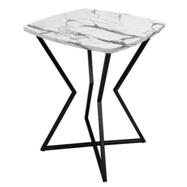 Imagem de Mesa de Canto Lateral Alta Quadrada para Sala Austria - Preta Vulcano 