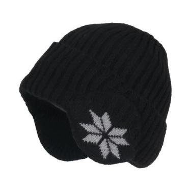 Imagem de Gorro De Lã Tricotado Masculino Para Inverno Com Proteção De Orelha Em