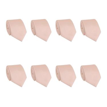 Imagem de Kit 8 Gravatas Masculina Social Slim Premium Tons de Rosa Lisa Elegante Padrinhos Formatura Trabalho