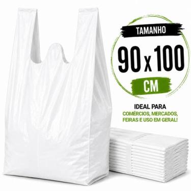 Imagem de 1 kg sacola plastica branca 90x100 reforçada reciclada grossa - JL EMB