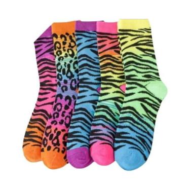 Imagem de Meias Finas Respiráveis Com Estampa De Leopardo Unissex, 5 Pares, Abso