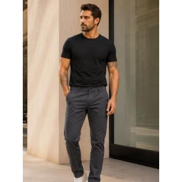 Imagem de Calça Masculina Slim Bolso Faca Ogochi 2561019, Grafite, 42