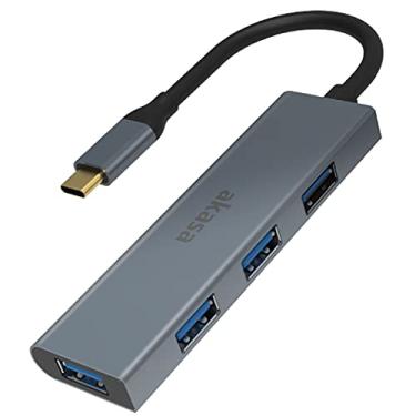 Imagem de Akasa Hub USB 3.0 de 4 portas tipo C _ Prata|USB 3.1|5Gbps USB 3.0|liga de alumínio|multiportas|AK-CBCA25-18BK|Mac OS|Windows|Compatível com MacBook, Dell, Lenovo e mais