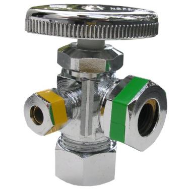 Imagem de LASCO 06-7321 Dual Outlet Valve, 1/2-Inch Iron Pipe Inlet X 3/8-Inch Compression Outlet X 3/8-Inch Compression Outlet, Chrome