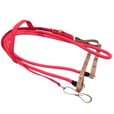 Imagem de Cabeçada De Fita Vermelha e Rédea Polipropileno Vermelha Para Cavalo Regulagem