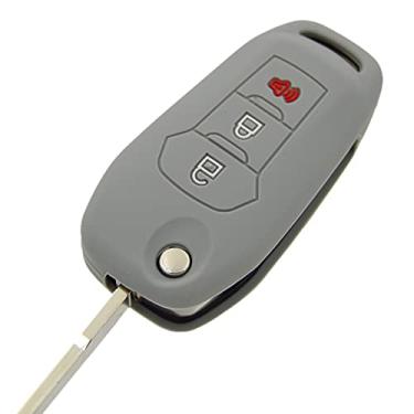 Imagem de Capa de chaveiro de silicone para Ford F150 F250 F350 F450 F550 Raptor Ranger Transit Fusion Bronco EcoSport Escape Explorer Expedition Lightning Maverick XLT (Flip Key)