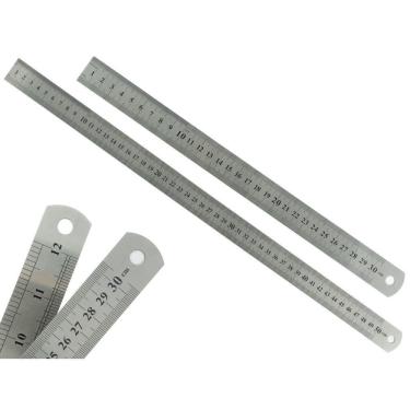 Imagem de Kit 2 Réguas Metal Leve Aço Inoxidável 30 e 50cm