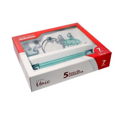 Imagem de Kit de Acessórios para Banheiro Ouro Fino Unic 7 Peças Transparente
